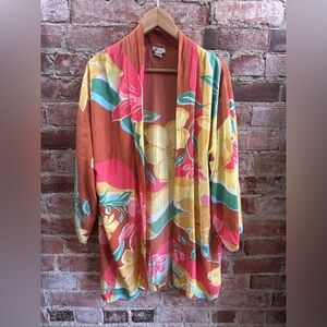 billabong Loveland Kimono/ Swim Coverup Floral Pattern Size S/M Beach Coverup